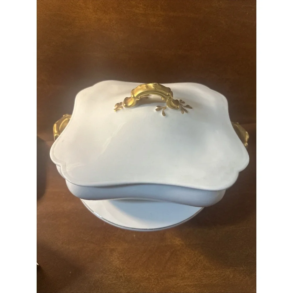 Antique Haviland Limoges H&C France Gold Gilt Lidded Covered Caserole 1890s